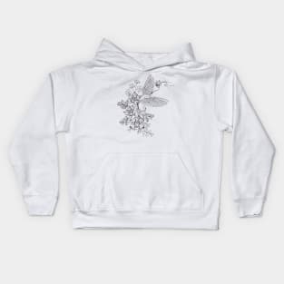 Contour Hummingbird with Orchids Kids Hoodie